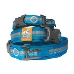 Kurgo RSG Dog Collar, Reduces Neck Strain, Reflective, MOLLE Compatible, Large-Coastal Blue