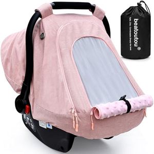 Baby Car Seat Cover for Babies,Patented Waterproof Baby Car Seat Cover for Girls,Infant Car Seat Cover Canopy for Girls,Windproof Car Seat Canopy for Girls, Keeps Babies Warm and Cozy (Pink)