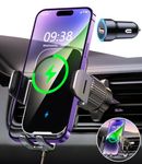 ISEYOU Car Phone Holder Wireless Charger, 15W Fast Charging Auto Clamping Wireless Car Charge, 360° Rotation Air Vent Mount With Electric Sensor Compatible For iPhone 16 15 14 Pro Max, Samsung Galaxy