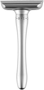 SNMIRN - Kit di rasoi di sicurezza regolabili, con doppio bordo, design ad adsorbimento magnetico, manico lungo, comodo da barba bagnata, zero irritazione (Argento)