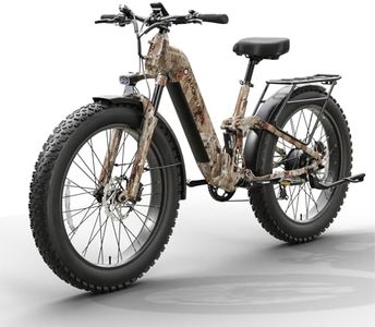 PUCKIPUPPY Electric Bike for Adults 960W, 48V 20AH Battery Adult Electric Bicycles, 26" Fat Tire Full Suspension Step-Thru Ebike, 28MPH Mountain Ebike, 7 Speed, 80Miles Range（Boxer ST-Camouflage）