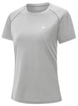 TBMPOY Women's Short Sleeve T Shirt UPF 50+ Sun Protection Performance Quick Dry Workout Athletic Rash Guard Shirts Grey XS