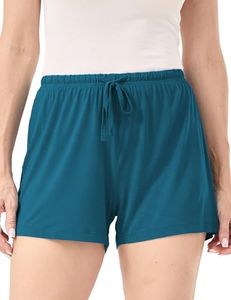 GYS Pajama Shorts for Women - Viscose Made from Bamboo, Soft Sleep Shorts Stretchy Sleepwear Casual Pj Bottoms, Teal Blue, Small
