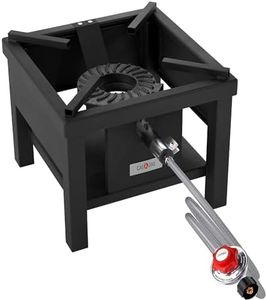 GasOne B-5250 Square Heavy-Duty Propane Burner Outdoor Gas Cooker with Adjustable 0-20 PSI Regulator & Steel Braided Hose Perfect for Home Brewing, Turkey Fry, Maple Syrup,Black