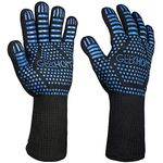 GEEKHOM BBQ Gloves,1472℉ Heat Resistant Grill Gloves, EN407 Certified 13 Inch Oven Gloves for Grilling, Smoker, Baking, Cooking, Fire Pit (Blue)