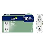 Leviton 5325 Decora Duplex Outlet 15 Amp 125 Volt 2-Pole 3-Wire Receptacle Residential Grade in White (10-Pack)