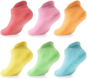 LA ACTIVE Non Slip Grip Ankle Boys and Girls Socks with Non Skid for Babies Toddlers and Kids Back to School