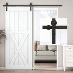 BONIKLUBA 6.6FT Sliding Barn Door Hardware Kit for Single Door-Sturdy&Smoothly&Quietly-Heavy Duty-Easy to Install, Fit 36"-40" Wide Door（J Shape Hanger