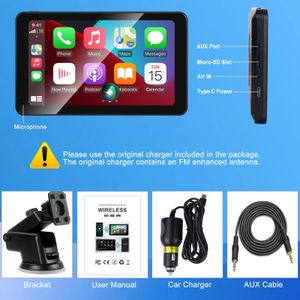 Wireless CarPlay & Android Auto 7" Touchscreen Display – Bluetooth