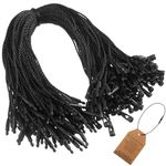 Shappy 100 Pcs Nylon String for Hang Tags Disposable Price Nylon String with Snap Lock for Attaching Labels and Security Tags Fastener Hook Ties for Products Clothes Brand Tag Price (Black)