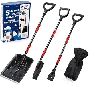 Snow Shovel Kit Removal Tools - 5 in 1 Foldable Car Snow Shovel + Snow Brush + Ice Scraper + Glove + Mini Ice Scraper, Portable Emergency Snow Remover Shovel Set for Car Truck Camping Outdoor