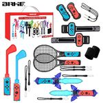 2023 Switch Sports Accessories Bundle - 12 in 1 Family Accessories Kit for Nintendo Switch Sports Games:Tennis Rackets,Sword Grips,Golf Clubs,Wrist Dance Bands & Leg Strap,Joy-con Wrist Band, Comfort Grip Case and Carrying Case (12in1)