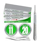 Surgical Scalpel Surgical Blades # 11 Stainless Steel Sterile and Handle No 3 Perfect for Wood Art, Surgical, Sculpting, Repairs, Lab Anatomy, Sign, Card Making Lab TRAI SURGIGR11-20