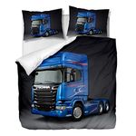 OliveSleep Blue Truck Duvet Cover Set Single Size,Quilt Cover Set,Decorative 2 Piece Bedding Set with 1 Pillowcase, (Multi 20, Single)