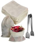 Snail Garden 55Pack (4" x 6") Reusable Spice Bags for Cooking,Coffee Tea Brew Bags,Cheesecloth Muslin Bags for Straining,Soup Gravy Broth Stew Bags with 1 Squeezer Tong