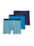 Jockey Men's Underwear ActiveStretch 7" Long Leg Boxer Brief - 3 Pack, True Navy/Blue Stripe/Turquoise Gem, M