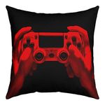 Loussiesd Gamer Gamepad Throw Pillow Cover for Sofa Bed Gaming Decorative Pillows Cushion Covers Game Room Decor Red Black Modern Game Console Controller Pillow Inserts Not Included 22x22 Inch