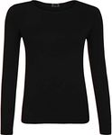 7STYLES® Girls TOP Long Sleeve T Shirt Kids Basic Plain TOP Crew Neck School Uniform 5-13 (as8, Age, 7_Years, 8_Years, Regular, Black)