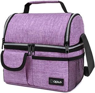 OPUX Insulated Dual Compartment Lunch Bag, Box for Women Men, Soft Cooler Bag Leakproof Adult Work Office, Large Tote Pail Kid Boys Girls School, Reusable Beach Travel Picnic, Purple