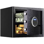 Safe Box Fireproof Waterproof,Personal Home Safe,Fireproof Safe with Digit Keypad,Security Box for Home Office with Double Safety Key Lock and Password for Money and Document (1.2Cuft Black)