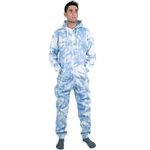 NOROZE Men's Fleece Tie-Dye All-in-One Unisex Adult Hooded Onesie Pyjamas Jumpsuit (M, Blue)