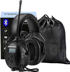 PROHEAR 033 Upgraded Bluetooth 5.3 Hearing Protection Headphones with FM/AM Radio - 25dB NRR Safety Earmuffs, Rechargeable, 48H Playtime for Mowing, Workshops, and Snowblowing - Black