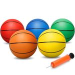 5" Beach Mini Bouncy Basketball for Small Basketball Hoop, 5 Inch Indoor Basketballs Soft Ball for Indoor Door Basketball Hoop, Pool Outdoor Play Game Gift Pack for Toddler kids Adults, 5 pack Rainbow