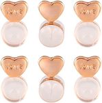 6PCS Heart Silicone Earring Lifter, 14K Rose Gold Plated Love Earring Backs for Studs/Droopy Ears, Hypoallergenic Secure Earring Backs Replacements for Heavy Earrings