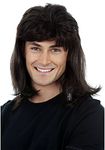 ALLAURA Waynes World Wig Wayne Campbell Hair - 80s Black Mullet Wig for Men Wayne 70s 80 Disco Costume Wigs Rocker Halloween