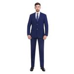 P&L Men's Premium Slim Fit 2-Piece Business Wedding Prom Suit Jacket Blazer Tux & Flat Pants Set, Cobalt Blue, 38 Short