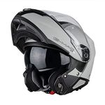 G-MAC Glide Evo Flip Front Motorcycle Helmet (XL, Satin Cool Grey)