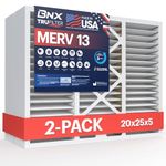 BNX TruFilter 20x25x5 (19.88’’ x 24.75’’ x 4.38‘’ Honeywell Compatible 4”) MERV 13 Air Filter (2-Pack) - MADE IN USA - HVAC AC Furnace Filters Health, Allergies, Mold, Bacteria, Smoke, MPR 1900 FPR 10