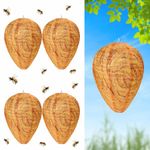 4 Pcs Wasp Trap, Wasp Traps Outdoor Hanging, Waterproof Polyester Fake Wasp Nest Decoy, Yellow Jacket Hornet Bee Trap, Wasp Repellent for Home Garden