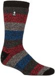 Heat Holders Original Winter Warm Thermal Slipper Socks with Grip Sole Men's Sizes 6-11UK 7-12US (Milan Black/Red Stripe)