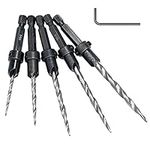 Saipor 5pcs Wood Tapered Countersink Drill Bit Set Hex Shank Screw Drill Counter Sink Bit 7/64", 9/64",11/64", 3/16", 7/32" Adjustable Drilling Tool Kit on Pilot Counter Sinker Hole for Woodworking