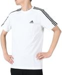 Adidas ECQ97 Essentials Men's Short Sleeve T-Shirt, Single Jersey, Three-Stripes T-Shirt, White/Black (IC9336), 2XL