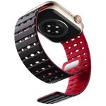 Bandletic Magnetic Strap Compatible with Apple Watch Strap 45mm 44mm 42mm 49mm, Soft Silicone Sport Band for Apple Watch Ultra 2/SE/iWatch Series 9 8 7 6 5 4 3 2 1 Ultra for Women Men, Black Red