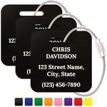 Custom Luggage Tags, Personalized Name and Address for Suitcases and Backpack Black Travel Tag, 2x2 Inches, Acrylic Heavy Duty Waterproof, Made in The USA by My Sign Center