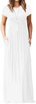 VIISHOW Women's Plus Size Short Sleeve Loose Plain Maxi Dresses Casual Long Dresses with Pockets (White 4X-Large)