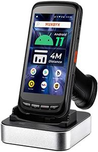 MUNBYN Android Barcode Scanner with Full Screen Dock Charger, Pistol Grip, Android 11 Scanner Handheld Computer Rugged PDA, SE4750MR 2D Zebra Barcode Scanner, Scan-Range 3-4M, 4G, Wi-Fi BT Collector