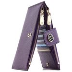 BOSTANTEN Wallets for Women RFID Blocking Ladies Leather Wallet Slim Bofild Purse Card Holder with Zipper Pocket Purple