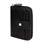 NFI essentials PU Leather 9 Slots Vertical Card Holder Credit Debit Card Holder Zipper Coin Purse for Men and Women Accordion Money Wallet Security Wallet (MW-3-Black)