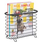 mDesign Freestanding Magazine Rack - Bathroom Storage Solutions - Newspaper Holder for Bathroom, Office or Vestibule - Household Magazine Holder Ideal in The Hallway - Matte Black