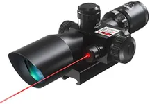 Pinty 2.5-10x40 Red Green Illuminated Mil-dot Tactical Rifle Scope with Red Laser Combo - Green Lens Color