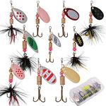 SF Fishing Lure Spinner Baits for Bass Fishing Trout Salmon Hard Metal Spinnerbaits Kit with Tackle Boxes # Type C 10pcs