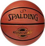 Spalding – NeverFlat Max - Basketball ball Certified Material COMPOSITE Indoor/Outdoor Excellent grip Official weight and size Stays inflated longer, Official Size 7, 29.5'' (76669Z)