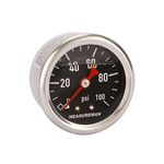 MEASUREMAN 1-1/2" Black Dial, 304 Stainless Steel case, Liquid Filled Fuel Pressure Gauge, 0-100Psi, -3-2-3%, 1/8" NPT Center Back Mount