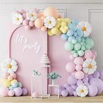 Daisy Balloon Garland Arch Kit White Groovy Daisy Flower Macaron Pastel Balloons Garland for Daisy Theme Wedding Birthday Two Groovy Theme Party Decorations