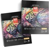 ARTEZA Mixed Media Sketchbook, 11 x 14 Inches, Pack of 2, 60 Sheets Each, 110lb/180gsm, Spiral-Bound Drawing Paper Pad for Wet and Dry Media