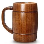 Ayiaren 24 oz Large Wooden Beer Mug Best Wood Viking Cup Wooden Tankard Mug for Men Women Drinking Stein Tea Cup Male Coffee Mug Gifts for Beer Lovers Handmade Masculine Mug Man Big Cool Beer Mugs